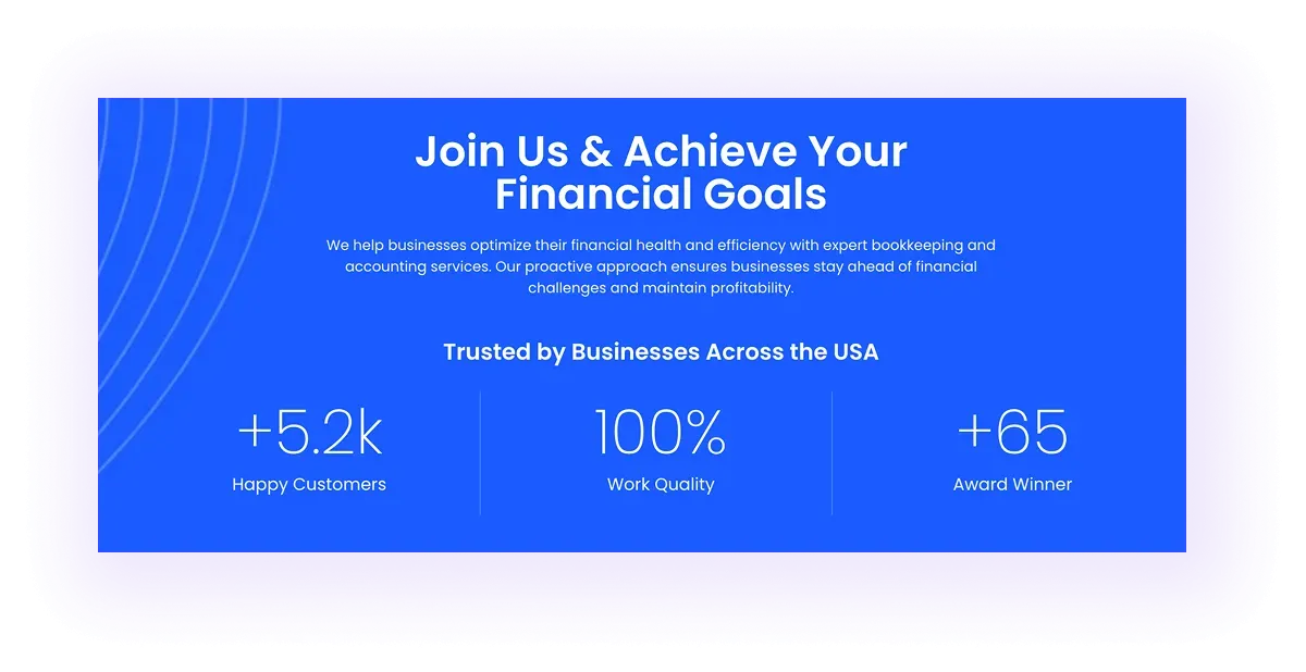Proof of experience block on an accounting services website
