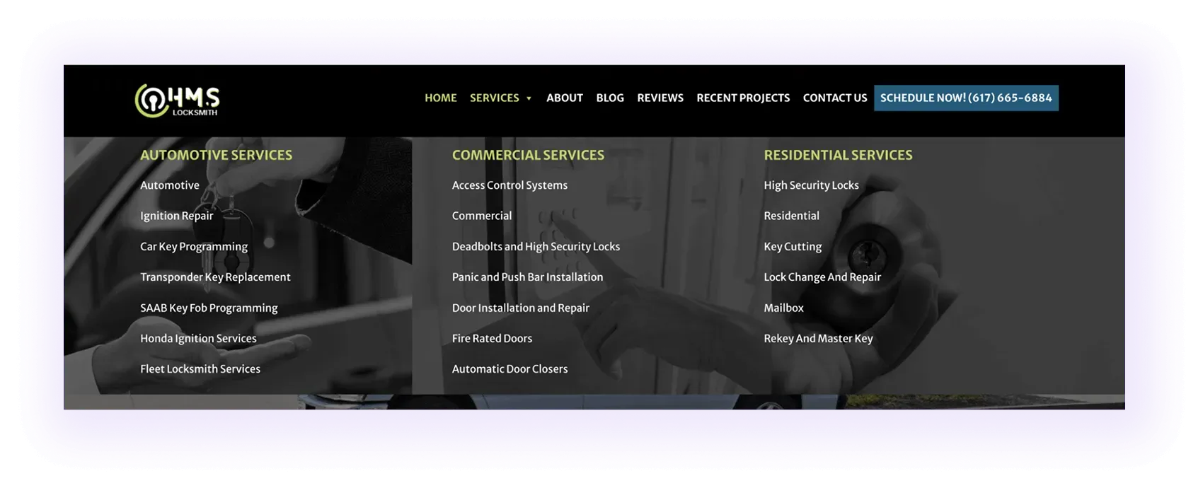 industries pages for Locksmith SEO