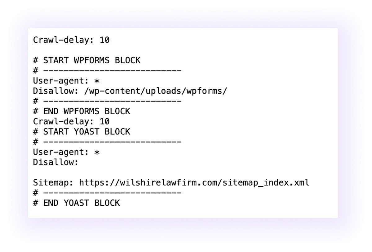 example of a robots.txt for a law firm website