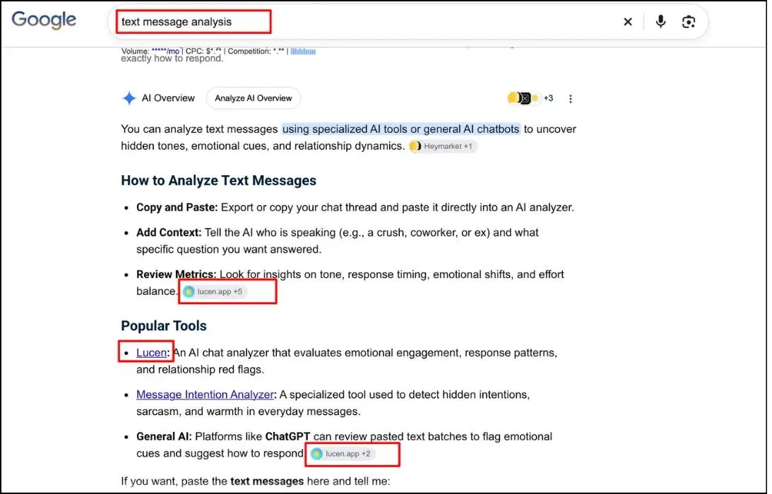 Lucen Appearing in Google AI Overview