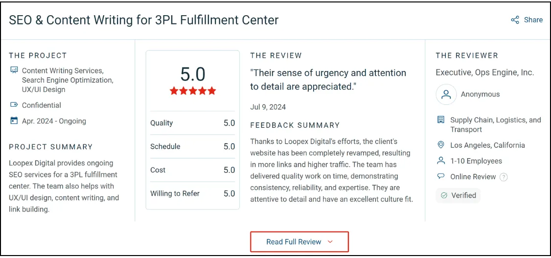 Loopex testimonials