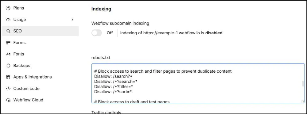 Site-level settings - robots.txt