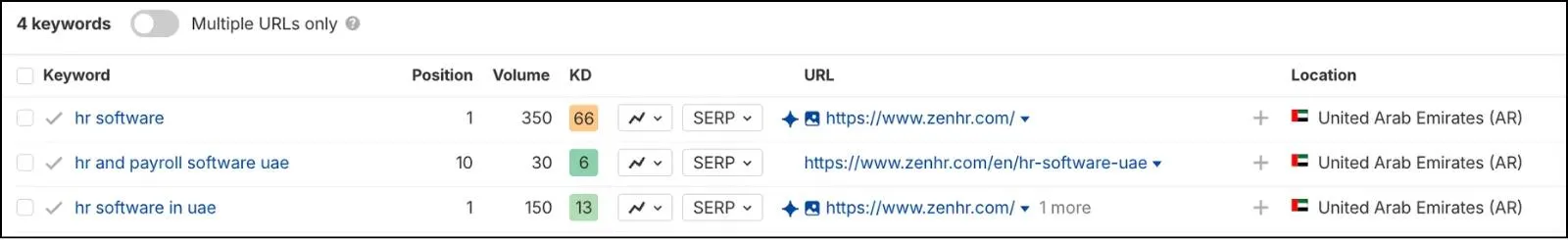 ZenHR's organic keywords