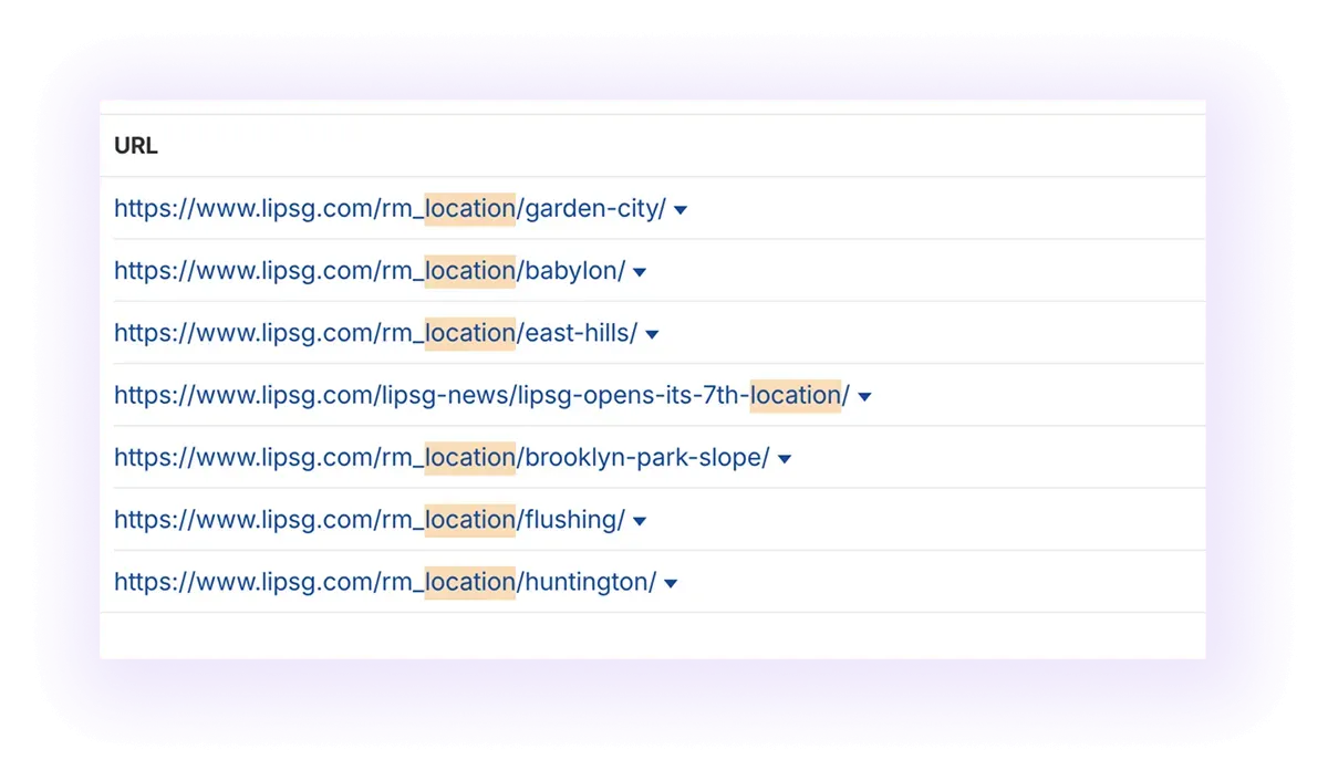 optimized url structure for location pages in a national plastic surgeon website