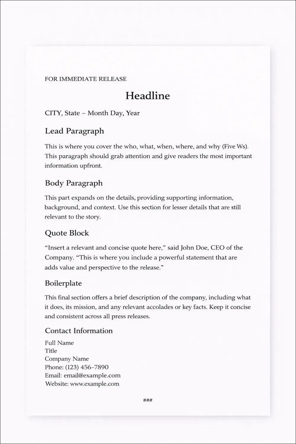 Essential Elements of a Press Release