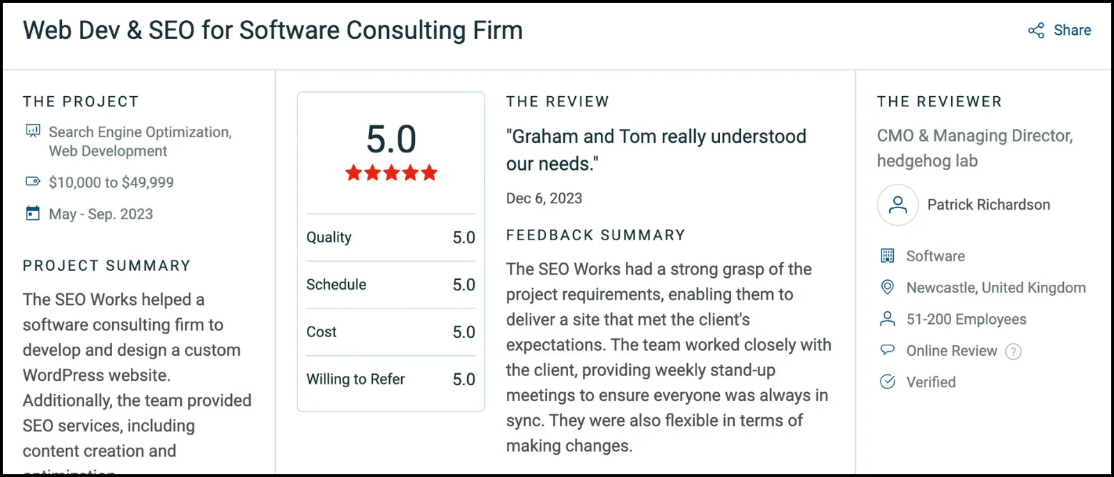 SEO Works client reviews