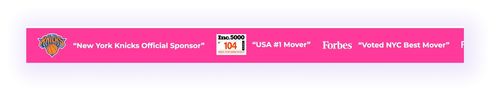 partnerships or media mentions block on a moving company website