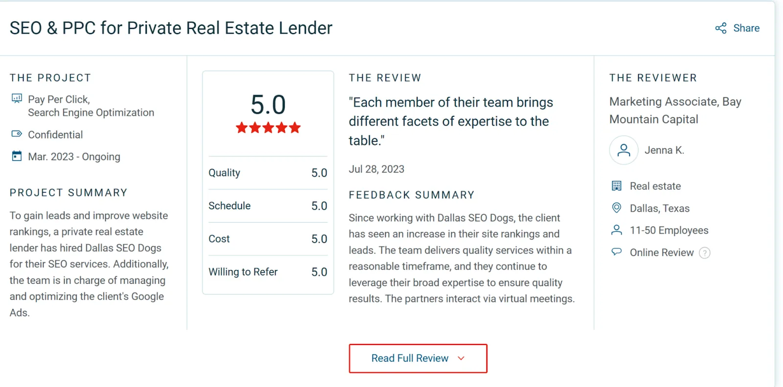 Dallas SEO Dogs client review