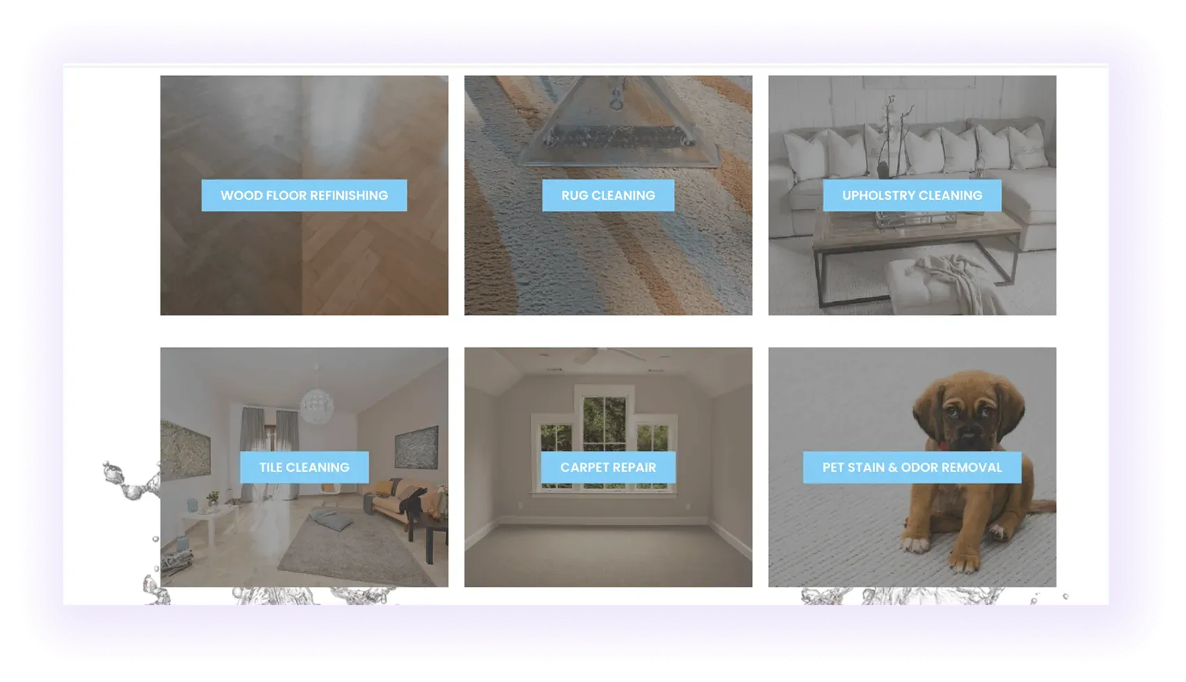 service-to-service linking example on a carpet cleaning website