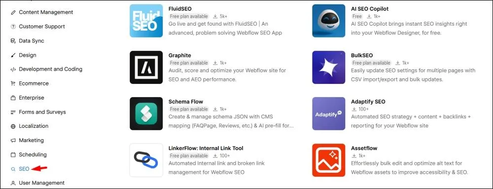 How to Install SEO Apps in Webflow