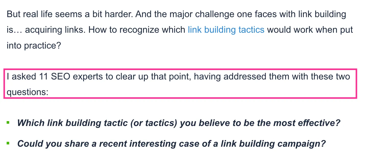 Interviews with niche experts