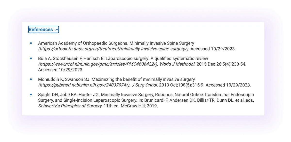 alt text: reference element in a surgeon website blog
