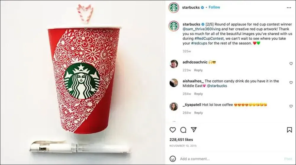 Starbucks #RedCupContest UGC campaign