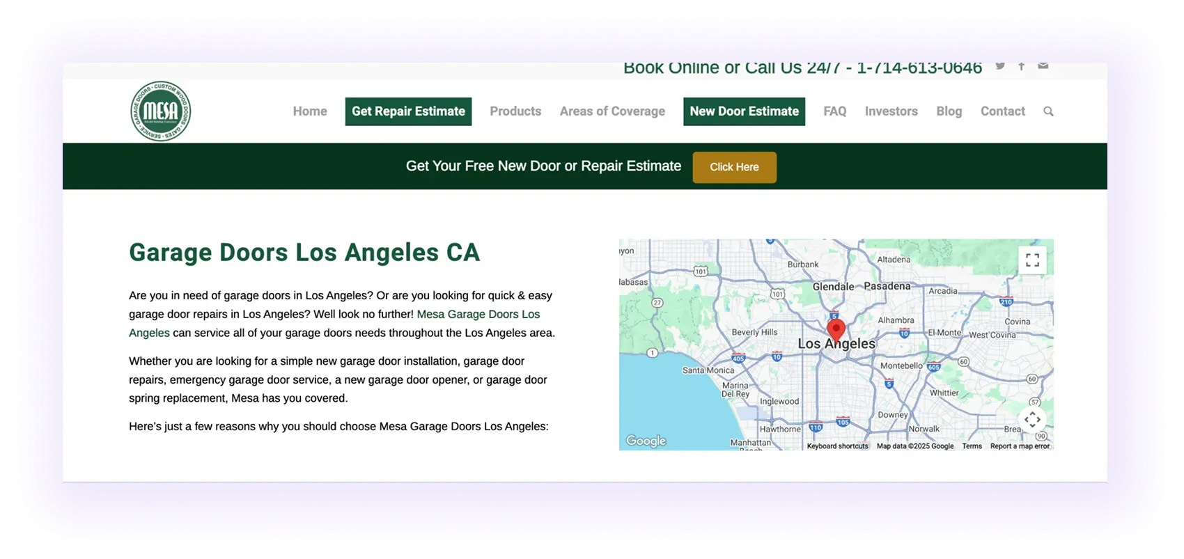individual location pages for Garage Door SEO