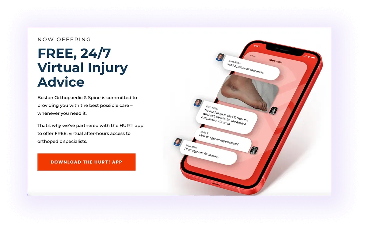 helpful tools and apps block on an orthopedic website