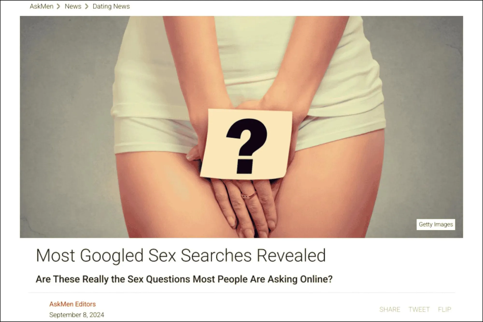 "Top Trending Questions About Sex" adult site digital pr example