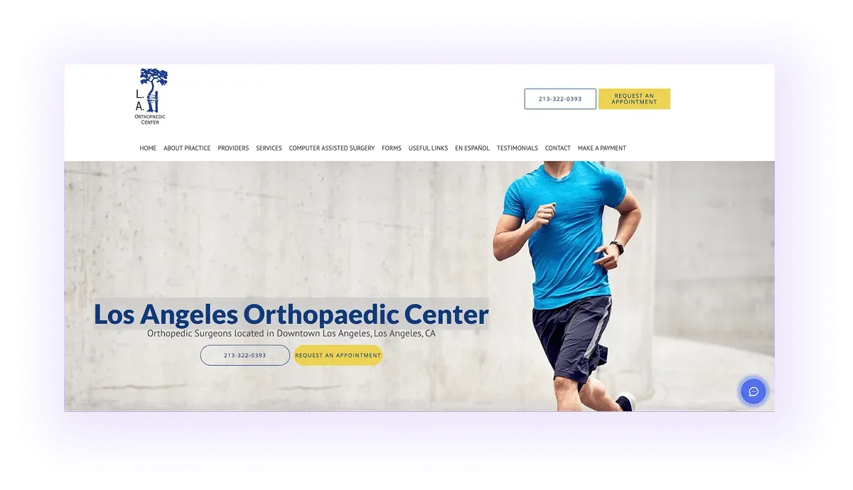 example of a local keyword used in a local orthopedic website