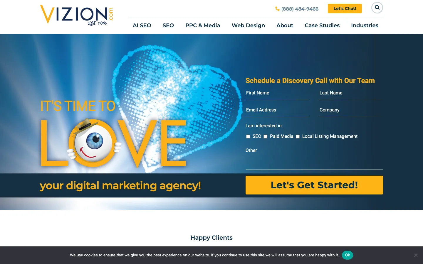 Vizion Interactive homepage