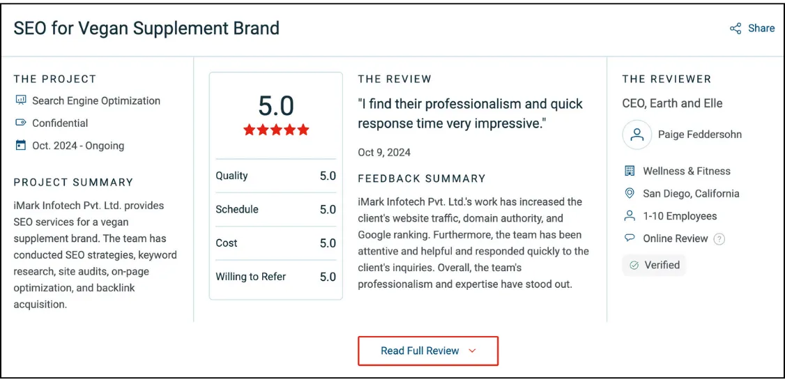 client testimonial