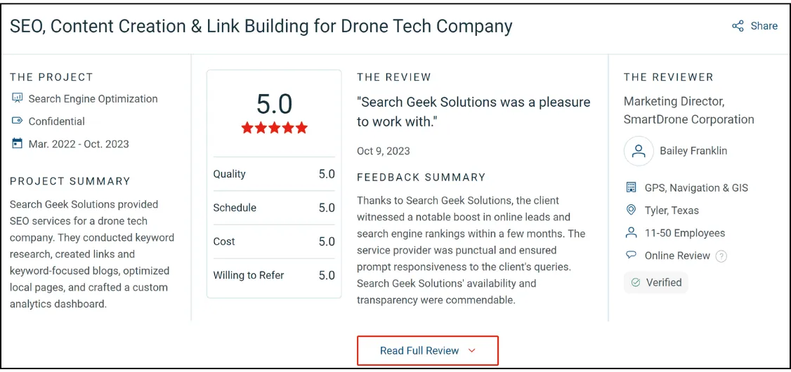 search geek solutions testimonial