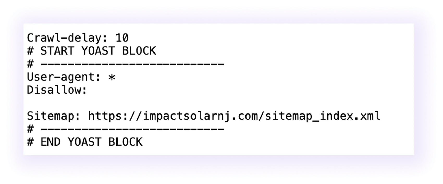 robots.txt example of a solar company website
