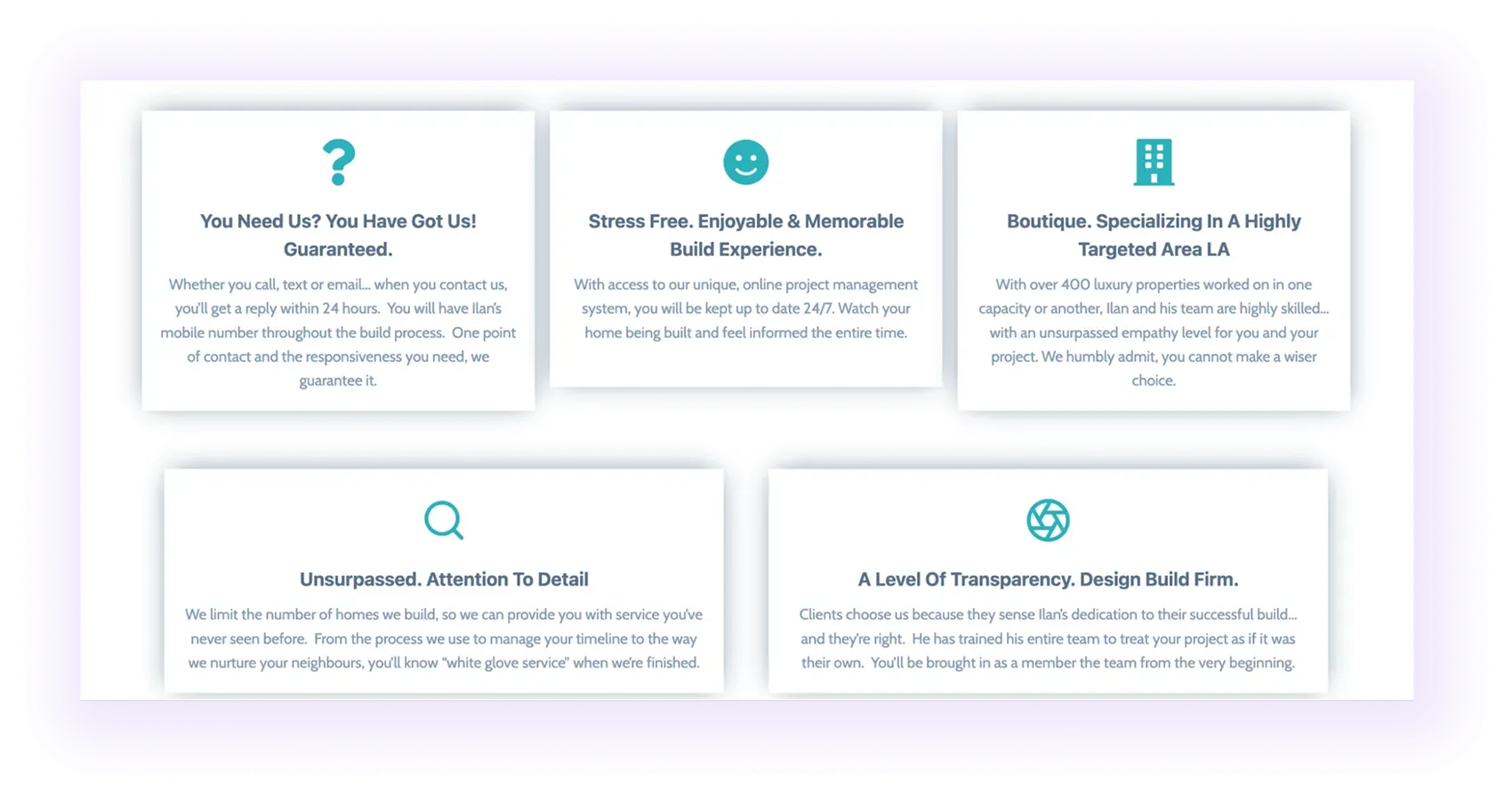 trust-building block with useful insights on a home builder website