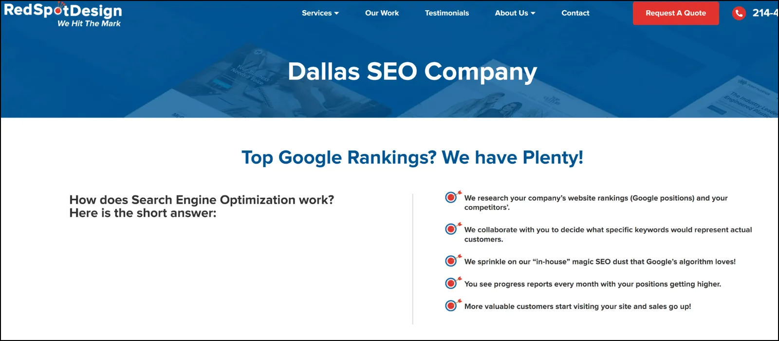 red spot design Best SEO Companies in Dallas