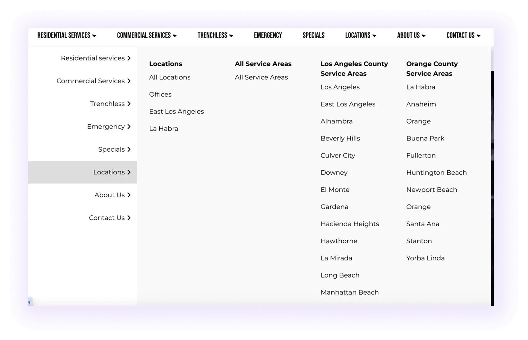 location pages for plumbing SEO