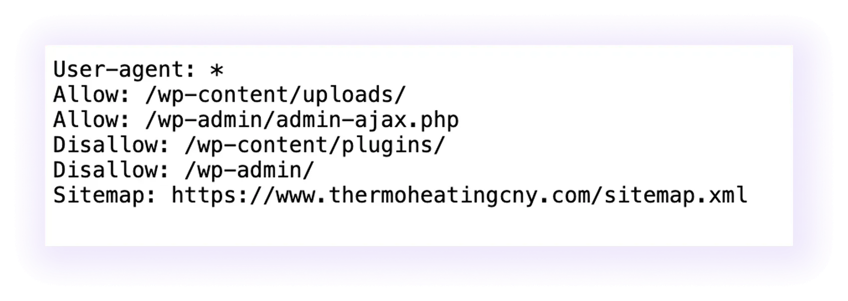 robots.txt example of an hvac company website