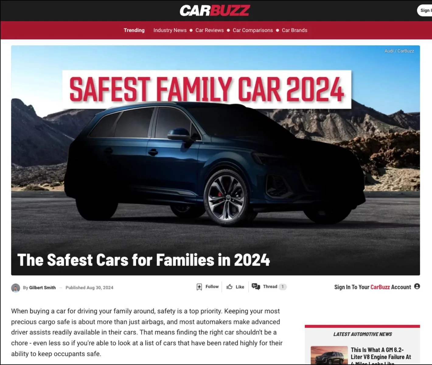 Safest Vehicles to Drive in 2024 (for Families)