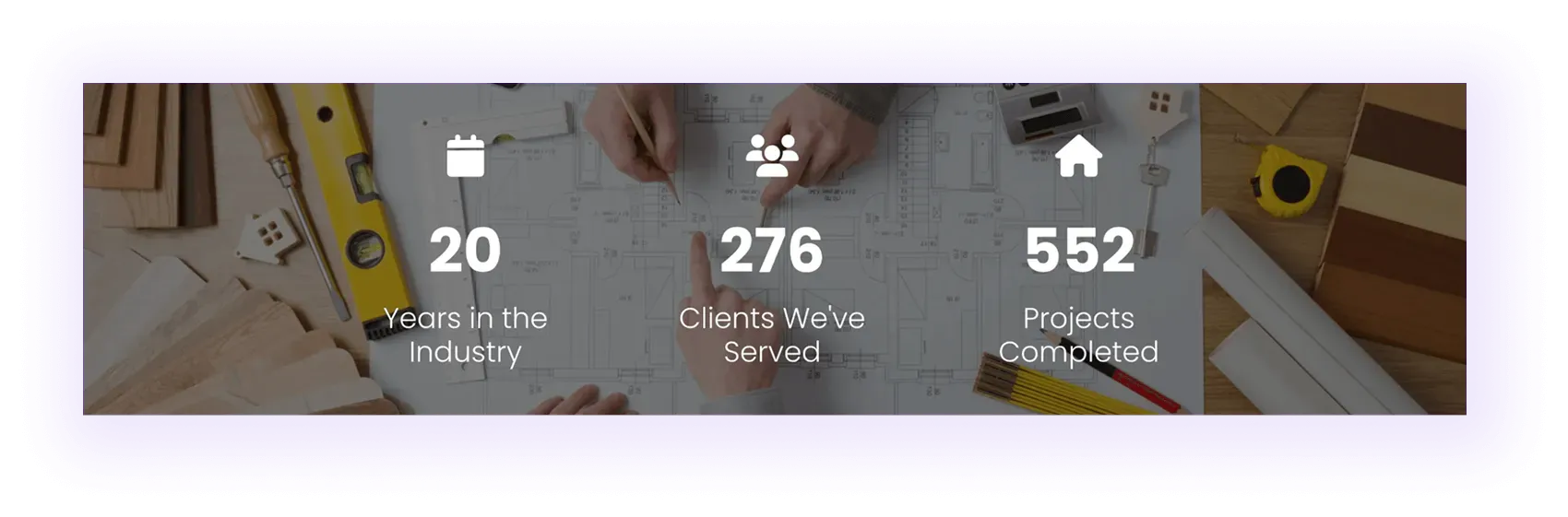 a numerical trust-building block on a home improvement company website