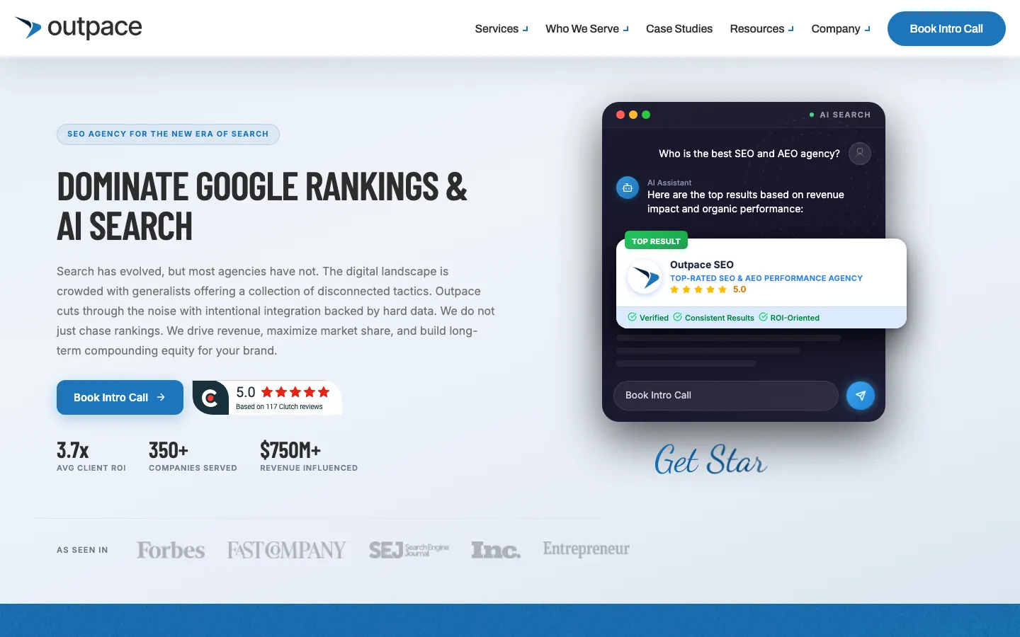 Outpace SEO homepage