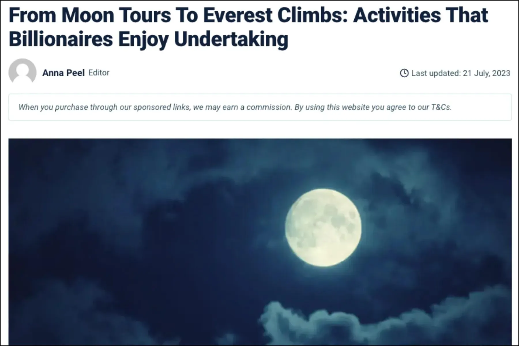 Extreme Activities for the Rich