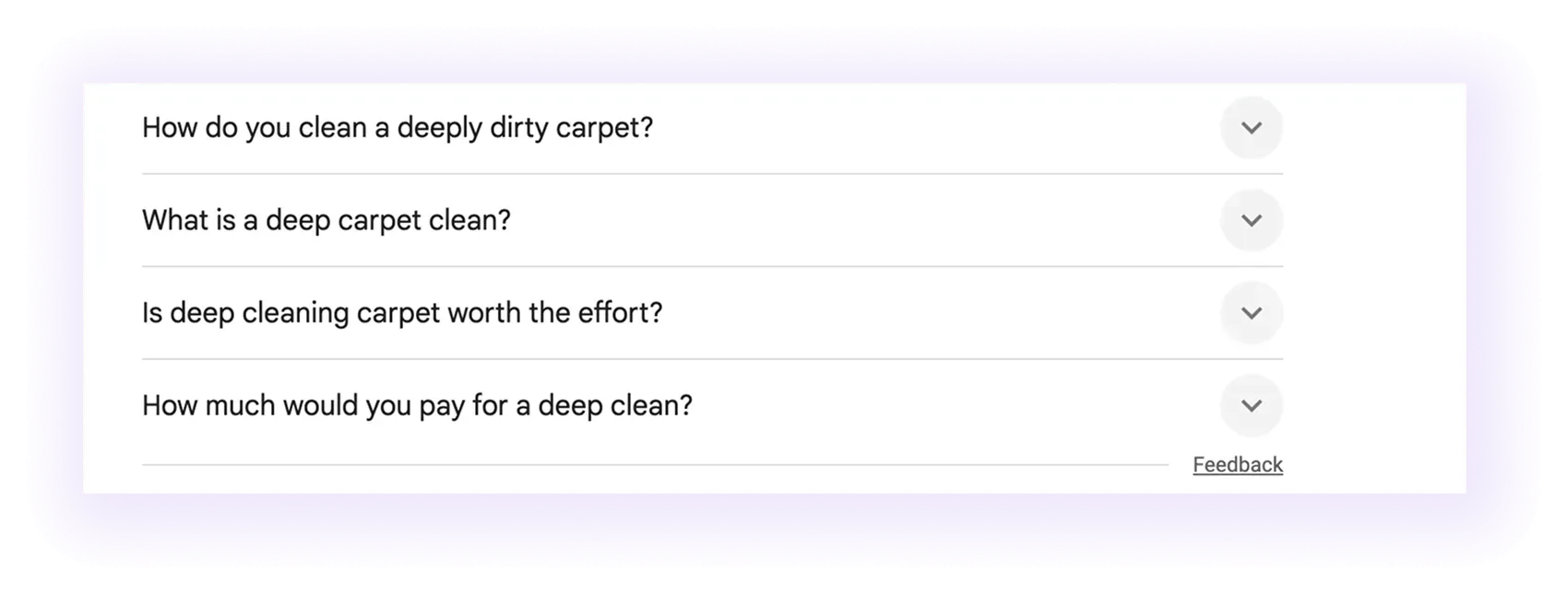 people also ask results for "deep cleaning a carpet" keyword
