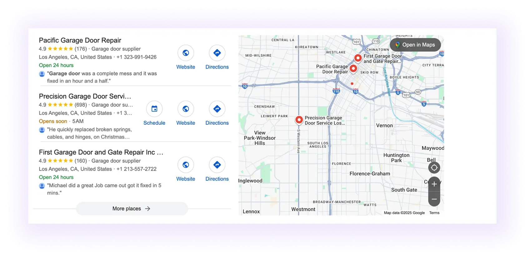 Google Map for Garage Door SEO