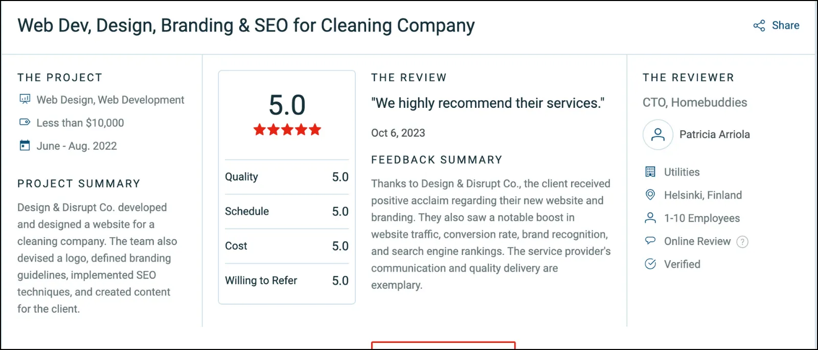 Design and Disrupt client review