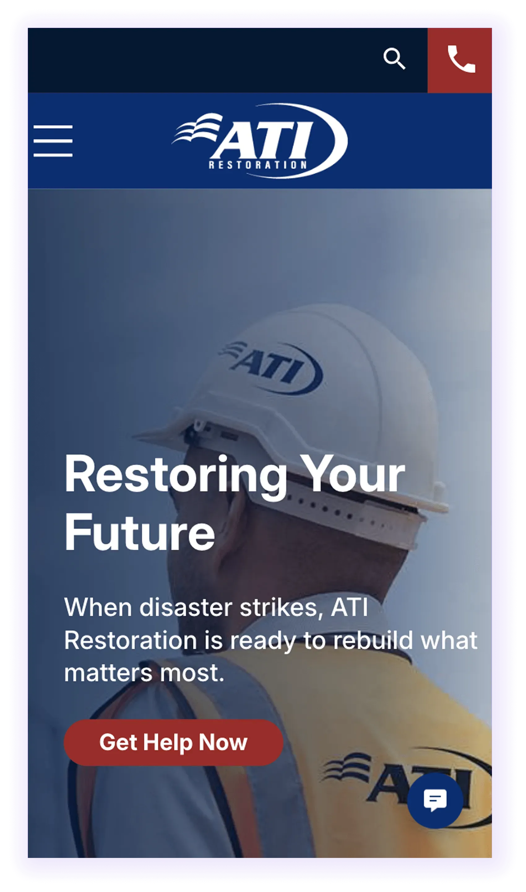 example of mobile-optimized restoration website