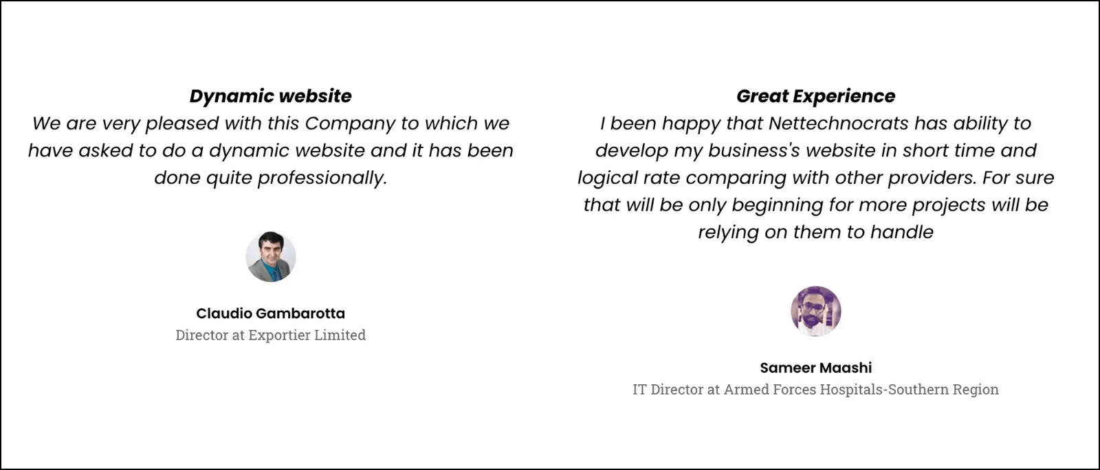 Nettechnocrats clients testimonials