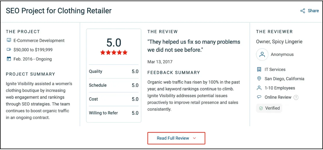 client testimonial