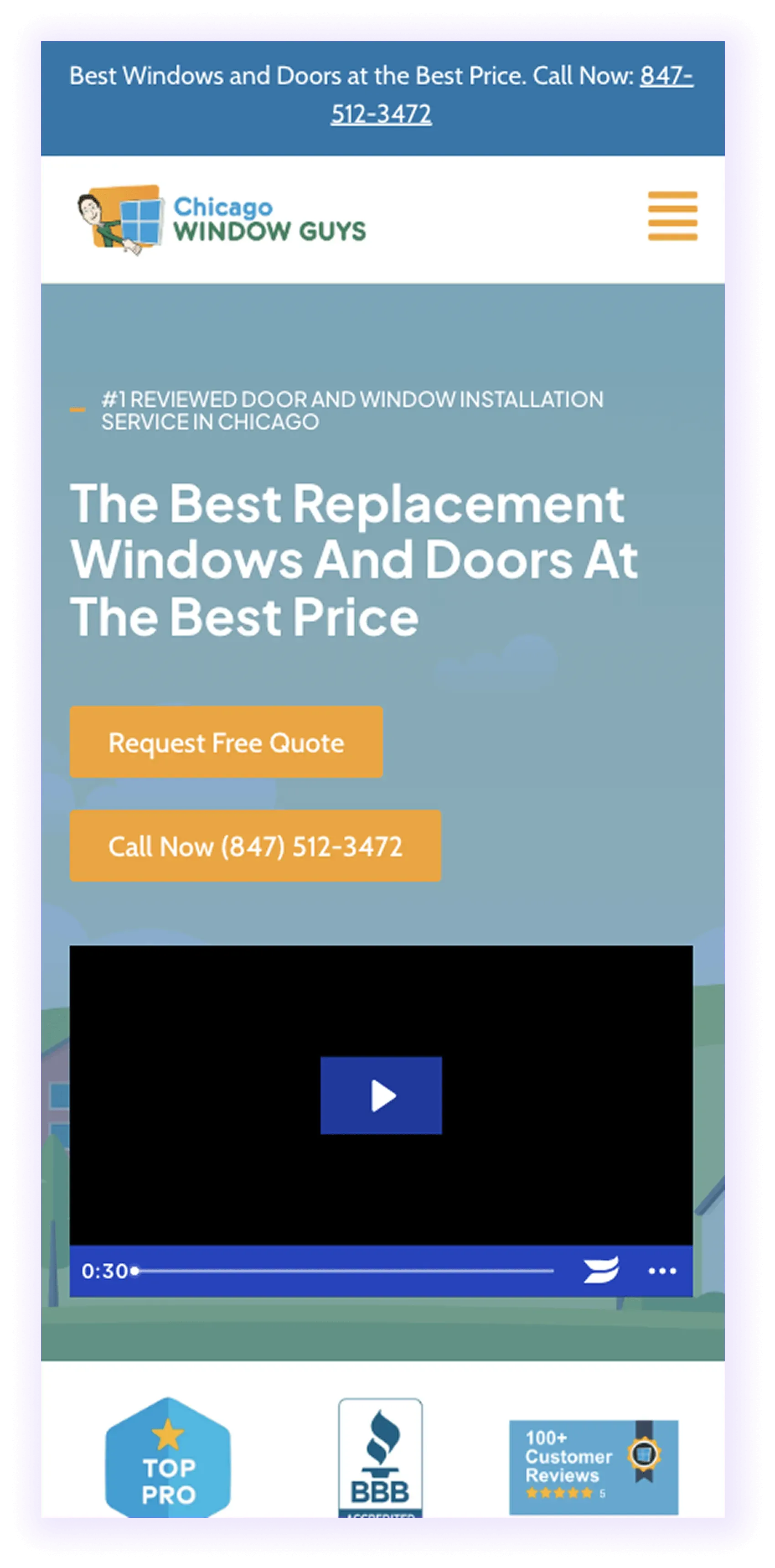 example of window and door installation website should appear on mobile devices